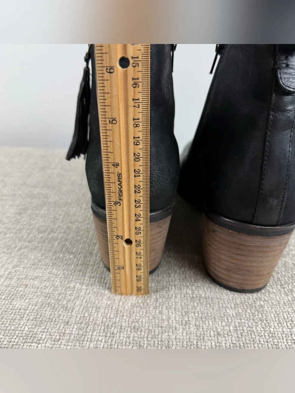 Crevo Autumn Tassel Leather Ankle Boot Ankle Booties Black Boho Fall Size 9.5